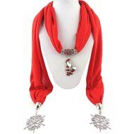 Scarf,Morecome Women Pendant Scarf With Tassel Rhinestone Jewelry Scarves (Red) N4
