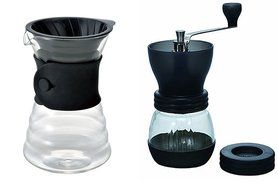Two Popular Hario Products - Hario V60 Drip Decanter Sold Together with Hario Mill N3
