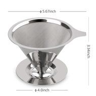 Nicelucky Stainless Steel Pour Over Coffee Maker with Stand, Reusable Paperless Permanent Cone Filter Brewer with... N4