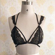 Bra Top ，Beautyvan Comfortable Hollow Translucent Sheer Lace Strap Lingerie Bra (L, Black) N5