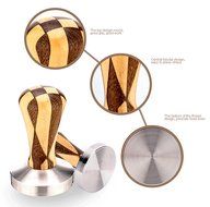 Adolph Elegance Wooden Coffee Tamper - Espresso Tamper 58mm Stainless Steel Base with Solid Wooden Handle - Coffee... N3