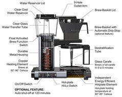 Moccamaster KBG 741 10-Cup Coffee Brewer with Glass Carafe, Polished Silver N5