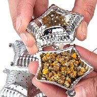 [Free Shipping] Stainless Steel Mesh Pentagram Spice Herbal Tea Leaf Infuser Strainer Filter // Inoxidable de... N3