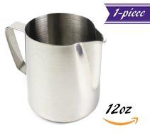 12-Ounce Commercial Grade Stainless Steel Milk Pitcher for Espresso Machines, Coffee, Latte & Frothing Milk Cup... N3
