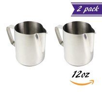 12-Ounce Commercial Grade Stainless Steel Milk Pitcher for Espresso Machines, Coffee, Latte & Frothing Milk Cup... N5