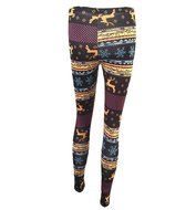 PHOTNO Women Skinny Christmas Elk Print Stretchy Pants Slim Leggings N19