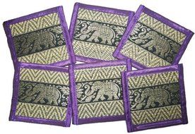 Chic Nature Reed Elephant Collection 6-piece Handmade Coaster Set, Assorted Color (Brown #3) N21