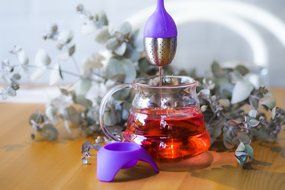 Loose Leaf Tea Infuser:- Lotus Tea Leaf Infuser with Drip Tray and Bonus Tea Timer Chart - Best for Medium Size... N3