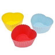 Y&XL&H Heart Shaped Colorful Silicone Cup Cake Mould (3pcs, Random Color) N3