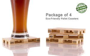Miniature Craft Wood Pallet Coasters Set of 4 Unique Design for All Kinds of Beer Bottle Wine Glasses Drink Cans... N6