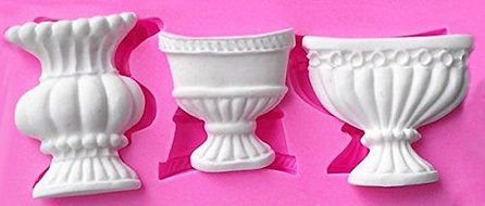 Vases Urns 3 Cavity Silicone Mold for Gum Paste, Fondant, Chocolate, Crafts N2