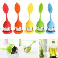 Tea Infuser Leaf Strainer Handle with Steel Ball Silicone Leaf Lid ,Set of 5 Assorted Colors N4