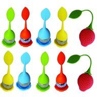 10-pack Tea Filter Infuser Strainer, bundle of 8 leaf shaped plus 2 FREE strawberry shaped N4