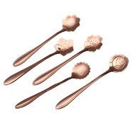 Stainless Steel Tableware Creative Coffee Scoops Stirring Spoon Sugar Spoon Set of 5 (Rose Gold) N3