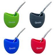 Qooble Silicone Mate Gourd with Bombilla Drinking Straw for Yerba Mate Tea Herbal Infusions (Charcoal Gray) N4