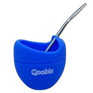 Qooble Silicone Mate Gourd with Bombilla Drinking Straw for Yerba Mate Tea Herbal Infusions (Charcoal Gray) N5