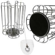 First4Spares Premium Chrome 52 Pod Coffee Pod Holder Stand & Glass Service Set for Tassimo T-Disc Coffee Machines N3