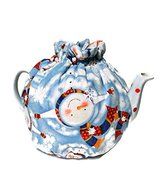 Teapot Cozy Christmas themed with Snowmen on Sky Blue fabric,Quilted Teapot cozy sky blue with snowmen and snowflakes... N4