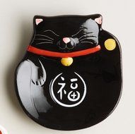 Cat Coffee Mug and Happy Cat Tea Bag Rest Holder - Large 17 Oz (Black) N7