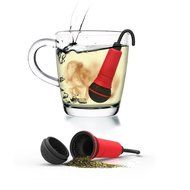 Creative Tea Infuser Spo-Tea-Fy by Rocket Design. Italian Design. Red Silicone Tea Strainer in The Shape of Microphone. N2