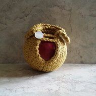 Apple Cozy Hand Knit Cotton 15mm round Button Dijon Mustard N4