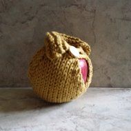 Apple Cozy Hand Knit Cotton 15mm round Button Dijon Mustard N5