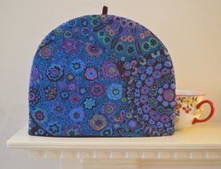 Blue or Red Millefiori Artisanal Cotton Insulated Tea Cozy Kaffe Fassett Print - 4 Sizes Available N3