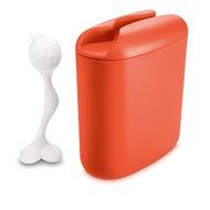 Koziol Hot Stuff Coffee, Tea, Sugar Storage Container With Scoop 500 G/17 oz, Tangerine/White