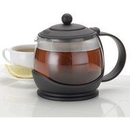 BonJour Tea "Prosperity" Borosilicate Glass Teapot with Plastic Frame, 42-Ounce //Color: Black