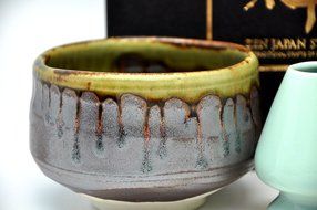 Japanese Mino Yaki ware Matcha Bowl And Tea Ceremony Set Green Tea 11 / 11 / 8cm (4.3 / 4.3 / 3.1inch)[7391] N5