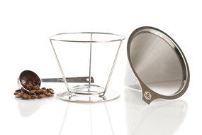 PreciseBrew Stainless Steel Paperless Pour Over Coffee Dripper Set with Double Mesh Filter, Stand, and Measuring... N7