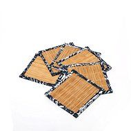 CCWY Natural bamboo coasters hand-sewn cotton, linen fabrics linen tea pot mats Kung Fu tea ceremony accessories... N4