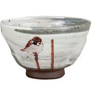 Japanese Matcha Bowl Sparrow Kutani Yaki(ware)