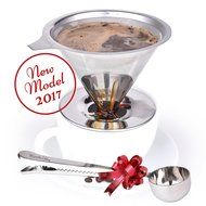 Pour Over Coffee Dripper-4 Cup Capacity-Reusable Paperless Permanent-Laser Cut Dual Mesh Filter-Dishwasher Safe... N9