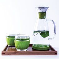 Tealyra 40 Oz Glass Drip-free Carafe Pitcher w/ Stainless Steel Flip-top Lid - Hot & Cold Water - Tea & Coffee... N3