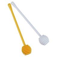 TOOGOO(R) 2Pcs Honey Dipper Jam Stir Sticks Long Handle Yellow + White N3