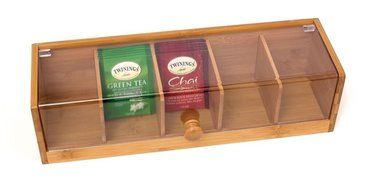 Lipper International 8187 Bamboo and Acrylic Tea Box with 5 Sections N2