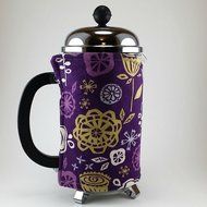 French Press Cozy Cafetiere Cover Purple Cotton Insulated Cosy Handmade Coffee Gift N4