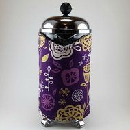French Press Cozy Cafetiere Cover Purple Cotton Insulated Cosy Handmade Coffee Gift N5