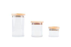 Peterson Houswares G0965132B Glass Canister with Wood Lid, Medium, Clear N2