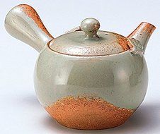 Yamakiikai Tokoname pottery Grey & Orange Kyusu(Japanese teapot) with a strainer 300cc GL1894 from Japan