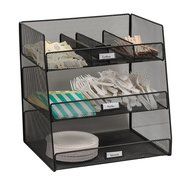 Safco Products 3293BL Onyx Mesh Break Room Supplies Organizer, Black N6