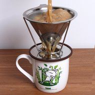 CoZroom Stainless Steel Coffee Filter, Reusable Cone with Pour Over Coffee Stand Permanent Coffee Filter for 2... N7