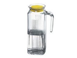 Pasabahce Frigo Glass Pitcher/ Water Jug/ Carafe with lid 33 oz Gift Boxed (Yellow Lid)