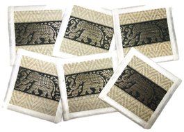 Chic Nature Reed Elephant Collection 6-piece Handmade Coaster Set, Assorted Color (Brown #3) N23