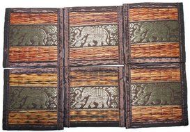 Chic Nature Reed Elephant Collection 6-piece Handmade Coaster Set, Assorted Color (Brown #3) N25