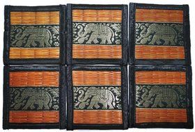 Chic Nature Reed Elephant Collection 6-piece Handmade Coaster Set, Assorted Color (Brown #3) N26