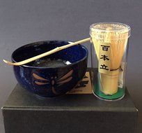 Japanese Namako Dragonfly Matcha Bowl Bamboo Scoop 100 Whisk Tea Ceremony Set