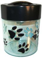 Pawvac 2.5 Pound Vacuum Sealed Pet Food Storage Container; Black Cap & Body/White Paws N4