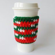 Travel Mug Coffee Sleeve Red White Green N3